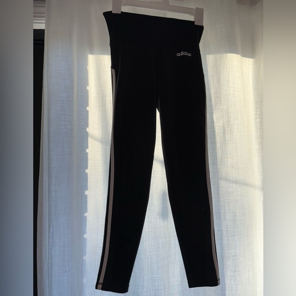 Adidas Black Leggings with Logo Detail Striped leg - Picture 2 of 3